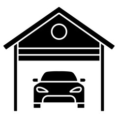 Garage Icon, Vehicle Garage, Car Parking Space, Auto Workshop, Storage Garage, ilustration