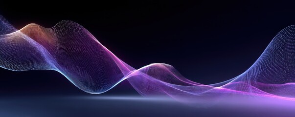 Abstract purple light wave flowing across a dark blue background for digital art and technology visuals