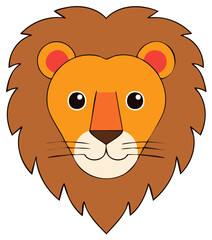 Obraz premium Cartoon Lion Head Illustration, Wild Animal Graphic, Mane, Facial Features