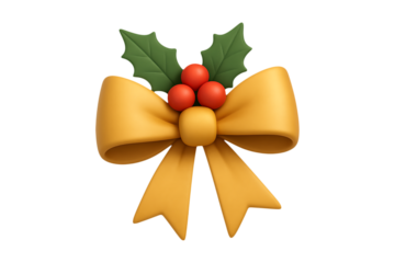 Christmas Decorative Ribbon Design 3D Icon Isolated on a Transparent Background