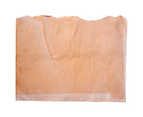 flat lay of old paper on white background