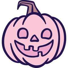 Pink Halloween Jackolantern With Carved Spooky Face And Stem On Transparent Background A Festive Autumn Symbol