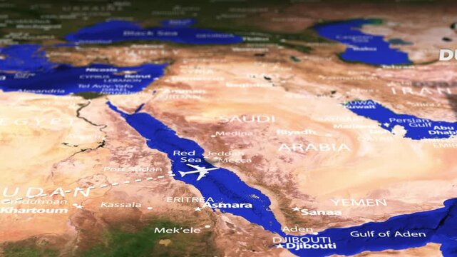 Flight from Abuja NIGERIA to Dubai UAE with flag pins