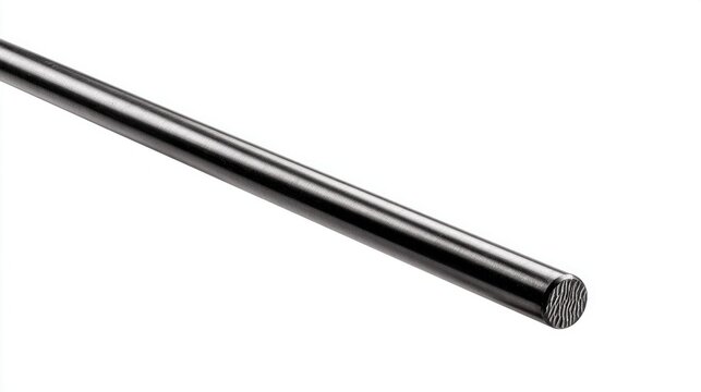 Close-up of a metal rod with a textured end against a white background
