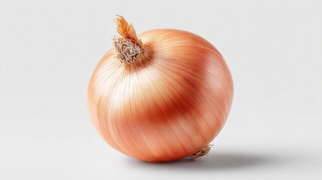 Fresh, whole yellow onion isolated on a clean white background for culinary use