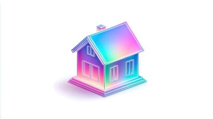 Colorful isometric house illustration on a white background, perfect for design