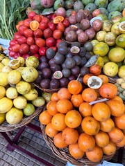 Fresh exotic fruits in Mercado Dos Lavradores. Funchal, Madeira, Portugal

