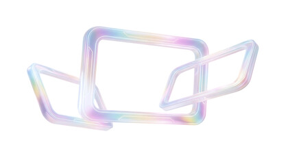 Ethereal Floating Iridescent Frames, Abstract Rainbow Design, 3D render