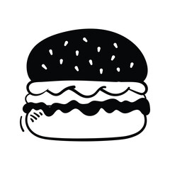 Burger icon with lettuce, tomato, cheese, and beef patty, modern icon