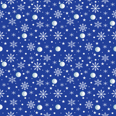 Blue Snowflake and Star Seamless Winter Pattern