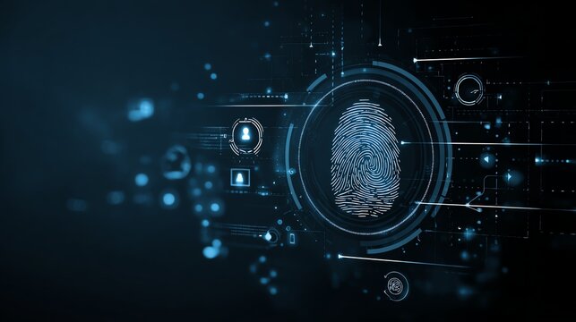 A digital fingerprint surrounded by futuristic technology elements, illustrating biometric security concepts. This image emphasizes innovation and protection in the tech world.