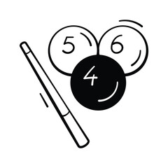 A modern icon of snooker stick and balls in trendy style
