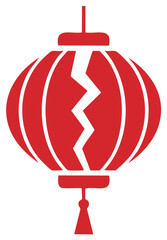 Obraz premium Red Chinese Paper Lantern Illustration with Cracked Design Celebrating Lunar New Year