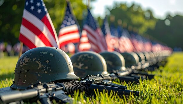 Green grass background behind a US Army helmet that is red and ready for a game