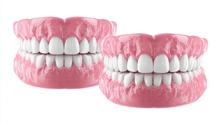 Obraz premium Realistic dentures isolated on white background, dental health concept