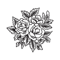 Elegant Floral Design Featuring Vintage-Style Roses and Leaves for Artistic and Creative Projects