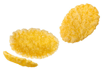 Golden cornflakes, clipping path, isolated on a transparent background.