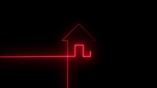 Animated Neon Home Button Icon Animation Glowing House Symbol Modern UI UX Dashboard Navigation Interface Highlighted Return Base Motion Graphic Design Element