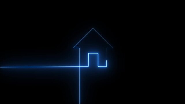 Animated Neon Home Button Icon Animation Glowing House Symbol Modern UI UX Dashboard Navigation Interface Highlighted Return Base Motion Graphic Design Element
