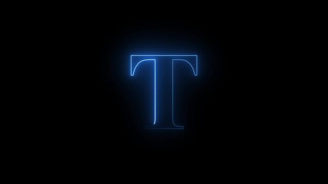 Glowing Neon Alphabet T Text Icon Animation with a Bright Futuristic Light Effect for Digital Media Branding Motion Graphics and Creative Stock Footage