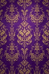 Luxurious Purple and Gold Damask Seamless Wallpaper Texture
