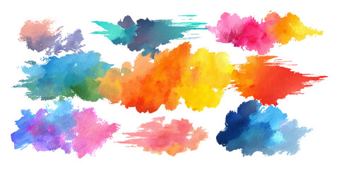 Vector Colorful Watercolor set and Backdrop background texture. Modern Collection Pastel Watercolor Art, Creative Brush Strokes Design.