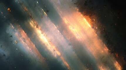 Fototapeta premium Abstract streaks of light and shadow interplay, creating a dynamic and textured surface with a celestial feel.