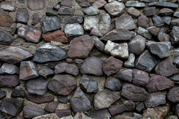 Rock wall background. Stone wall texture. Detail of a traditional dry stone wall