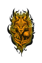 This is an illustration design for the character of a mammal which is attractively designed in dark yellow which displays the aura of the illustration design itself.