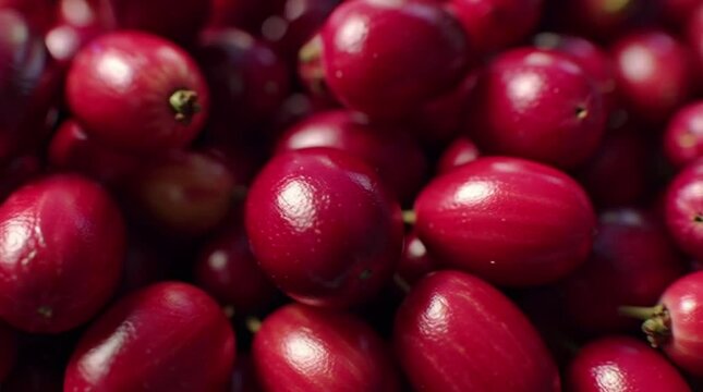 Abundance of Ripe Cranberries - Full Frame Texture. Organic Cranberry Harvest for Holiday Cooking and Baking
