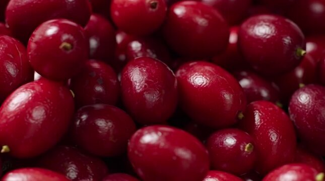 Vibrant Red Cranberry Pile: Healthy Food Background. Abundance of Ripe Cranberries - Full Frame Texture