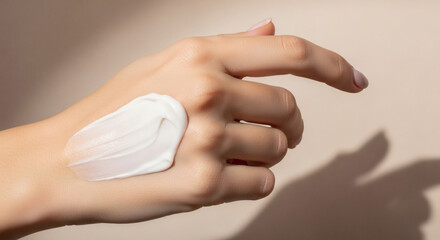 Skincare Texture Displayed On Back Of Hand Medium Distance Framing Clean Product Concept