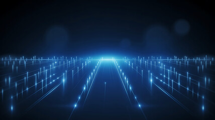 Abstract technological background with glowing blue lines for network connection and digital data transmission design