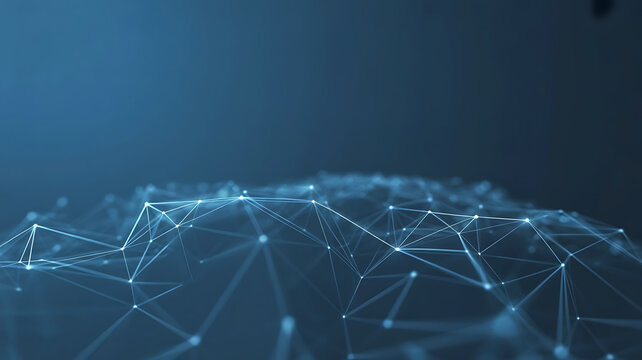 Abstract network background with connecting dots and lines in dark blue tones technology concept