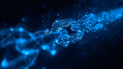 Blockchain technology concept digital chain illustration with interconnected nodes for secure data transfer and encryption