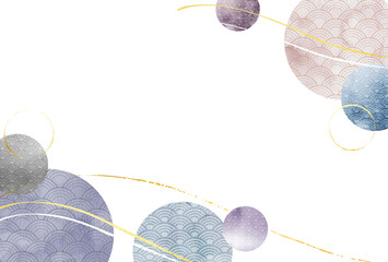 青海波 japanese wave circle pattern /Seigaiha Minimal Water color frame