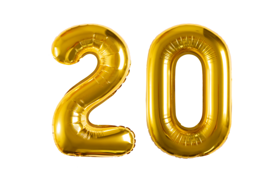 inflatable ball figured gold number on a transparent background - Powered by Adobe