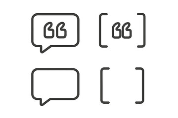 Naklejka premium Quote marks, speech bubbles, and square brackets icons for text citation and communication