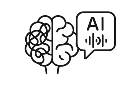 Conceptual human brain graphic representing artificial intelligence and communication technology