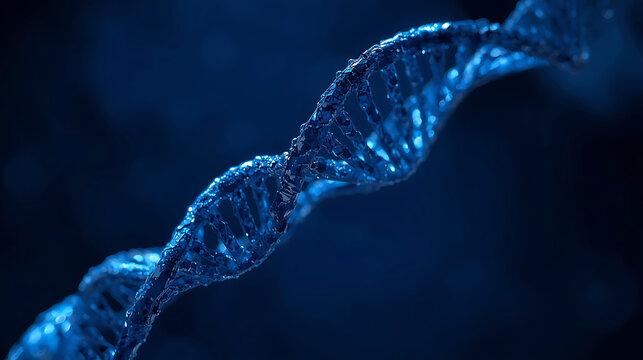 Digital Rendering of a DNA Double Helix Structure in Blue Tones for Medical Research - Powered by Adobe