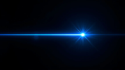 Fototapeta premium Futuristic Blue Light Beam Shining Brightly Across the Dark Background Design Element