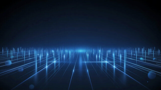 Futuristic Glowing Blue Grid Abstract Background for Technology and Science Presentations and Digital Design