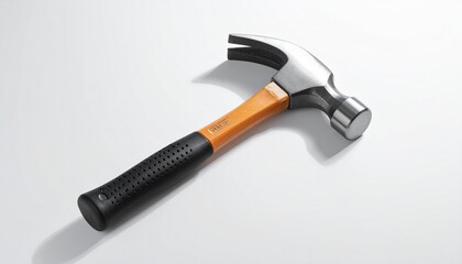Claw Hammer with Black Handle on White Background Showing Striking Head and Nail-Pulling Claw