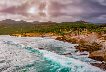 Vietnam Coastal Landscape, Ocean View in Vietnam, Waves Crashing on Mossy Rocks, Smooth Long Exposure Sea Waves, White Waves Hitting Rocky Shore, Vietnam Coastal Road