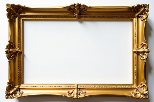 Ornate gold frame against pure white backdrop , clean, graphic, invitation