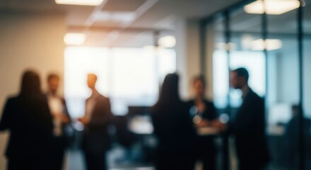 Fototapeta premium Office Social Event Blur – Abstract background of coworkers chatting at a corporate mixer