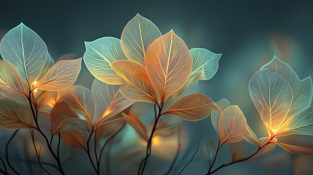 Cluster of glowing leaves expressing recovery and inner healing