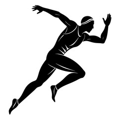 Silhouette of Sail style long jump on white background