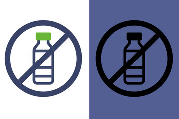 No Plastic Bottle Icon for Anti Pollution and Waste Reduction