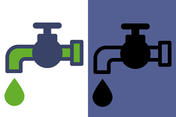Save Water Icon Faucet with Drop Ecology Conservation